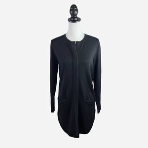 J.Jill Long Wool Blend Knit Cardigan Duster Pockets Black Sz S NEW